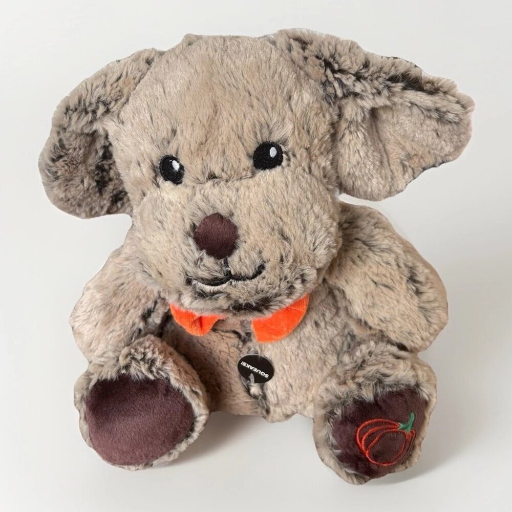 PetSmart Chance Dog Toy Pumpkin Bowtie Brown Puppy Squeaks Plush Floppy Ears NWT